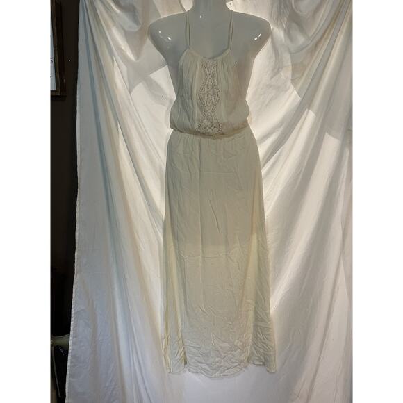 living doll Dresses & Skirts - Living Doll Los Angeles Bohemian Sundress Women’s XS Ivory Lined Crochet Long